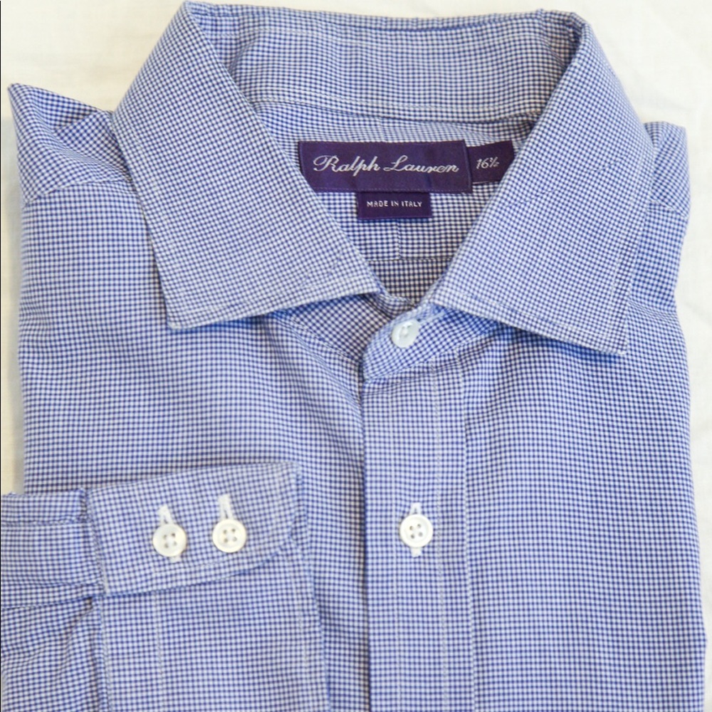 Ralph Lauren Purple Label Blue Gingham Shirt 16.5